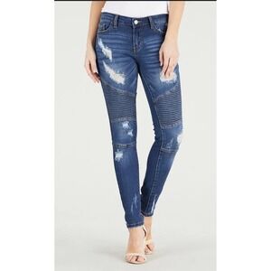 Judy Blue Distressed Skinny Moto‎ Jeans, Size 9/29